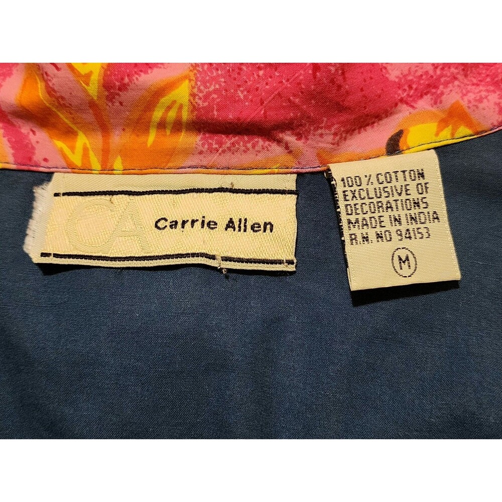 Vtg Carrie Allen Womens Jacket M Artsy Boho Colorful Floral Cotton Wearable Art - Picture 8 of 10